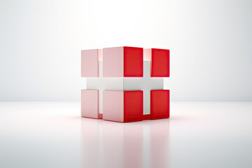 red and white cube