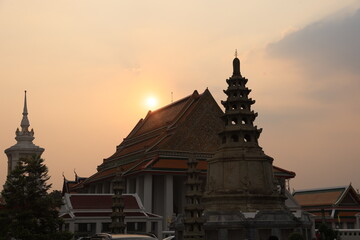 Wat Kalyanamitr In Perspective  the Royal temple in Bangkok Thailand
