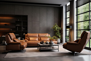  Luxury Modern Living Room - Leather Elegance