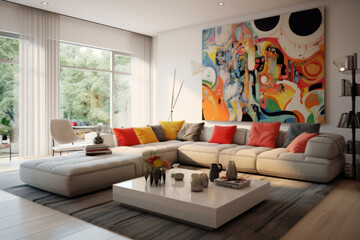 Playful Modern Living Room Interior..