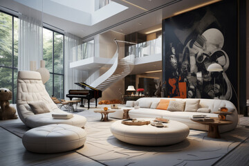 Playful Modern Living Room Interior..