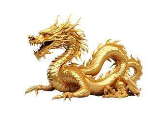 Obraz premium Chinese_dragon_fat_golden_sharp_dark_full_body.