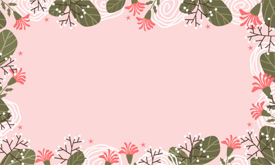 Trendy abstract minimalist floral organic shapes background with copy spaces.