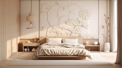 interior of a bedroom.Bedroom Styling Images ,Interior modern bedroom mock up designing the most beautiful.AI Generative  - obrazy, fototapety, plakaty