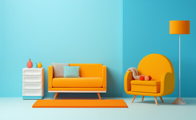 Colorful minimal funiture, commercial photo