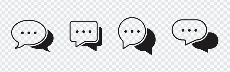 "Chat Message Icon Set - Social Media Vector Illustration"