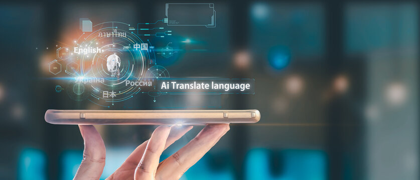 Individuals use the internet and advanced holographic graphics and AI technology for smooth translation. Supports multiple languages such as English, Chinese, Russian, Ukrainian, Japanese, and Thai.
