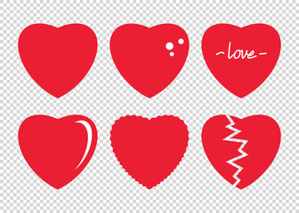 icon red hearts set for decoration