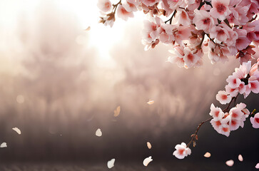 love background with pink flower ai generated