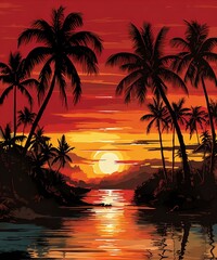 Beautyful Landscape Tropical Sunset
