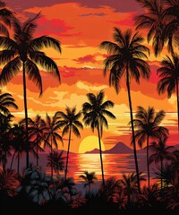 Fototapeta na wymiar Beautyful Landscape Tropical Sunset