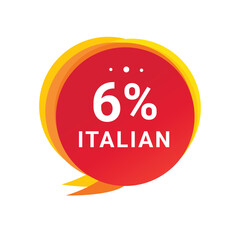 6 percent italian speech bubble icon. Modern Banner design element. Vector template.