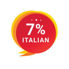 7 percent italian speech bubble icon. Modern Banner design element. Vector template.