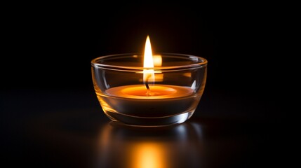candle in the dark in glass bowl