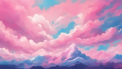  sky pink and blue colors. sky with white clouds on a mountain abstract background. © Iqra