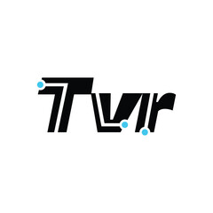 TVR brand name initial tellers monogram with technology dots.