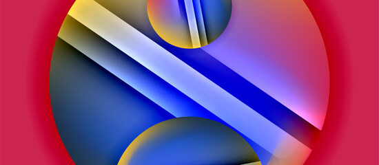 Glossy metal glowing circles geometric background. Minimal abstract composition. Vector illustration For Wallpaper, Banner, Background, Card, Book Illustration, landing page