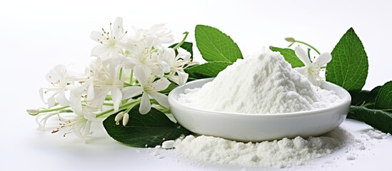 Perfumed herbal powder made from Thai jasmine rice mixed with menthol, alum, anatto, and false...
