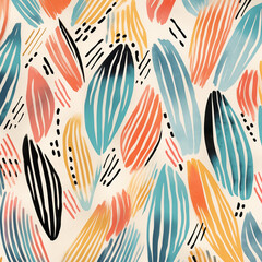Abstract pattern. Abstract leaves. Pastel colors, retro design 