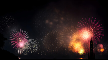 dark sky firework with copy space ai generated