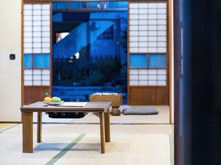 Interior of traditional tea house in Japan