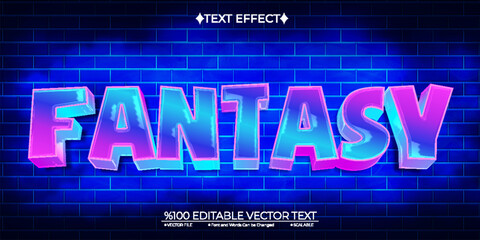 Neon Blue and Pink Fantasy Editable Vector 3D Text Effect