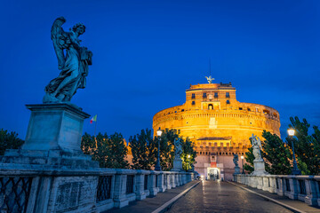 The Mausoleum of Hadrian, also known as Castel Sant'Angelo at night