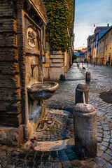 Fountain Acqua Marcia at Borgo Pio street near Vatican in Rome