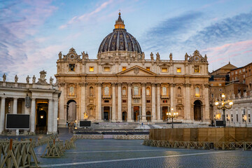 St. Peter's Basilica and Obelisk of St Peter's Square in Vatican, Italy - obrazy, fototapety, plakaty