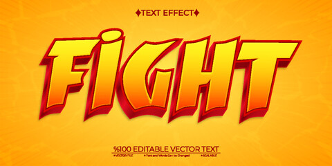 Cartoon Red and Yellow Fight Editable Vector 3D Text Effect - obrazy, fototapety, plakaty