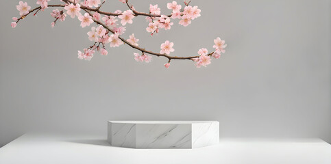 cherry blossom with podium ai generated