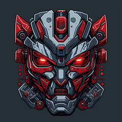 2D Vector Cartoon Illustration futuristic transformers face robotic technology machine mechanical
