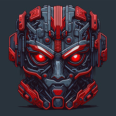 2D Vector Cartoon Illustration futuristic transformers face robotic technology machine mechanical
