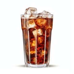glass of cola with ice real photo photorealistic
