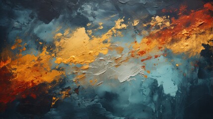 A vibrant abstract painting bursting with fluid strokes of blue and orange, evoking a sense of wild creativity and boundless emotion - obrazy, fototapety, plakaty