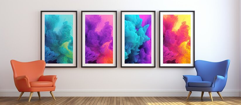 RGB Mockup of three picture frames in a room with 3:2 aspect ratio.