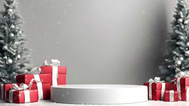 christmas gift box with red ribbon