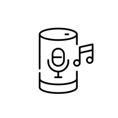 Music player voice command. Pixel perfect, editable stroke icon