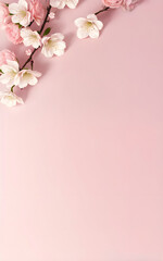 pink background copy space with flower ai generated