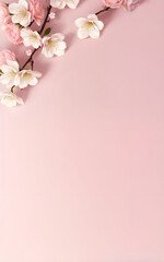 Fototapeta premium pink background copy space with flower ai generated