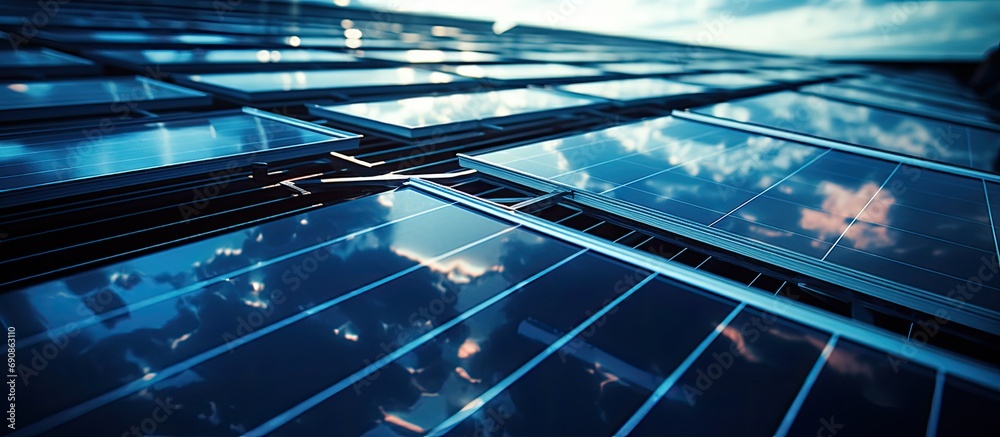 Poster aerial view of solar panels