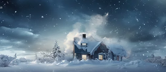 Poster Winter storm affects house. © 2rogan