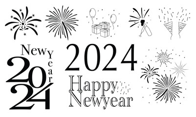happy new year 2024 vector celebration fireworks christmas