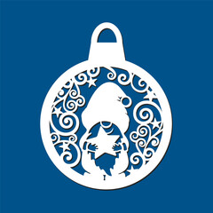 Christmas tree decoration stencil for cutting and sublimation with Gnome