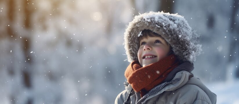 Child enjoying outdoor winter activities in snowy forest. Fun for families with kids in nature.