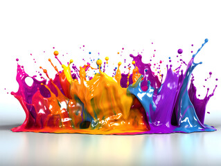 colorful liquid splash isolated in white background