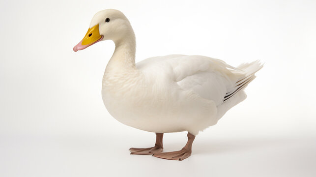 A white duck against a white background