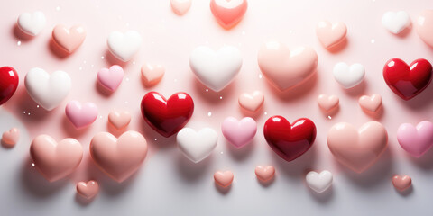 Valentine's Day. Holiday abstract Valentine background with red pink white hearts. Love concept
