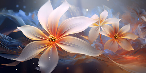 There are many white and orange flowers on a black background beautiful  yellow  flower beige  translucency nature flora