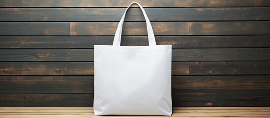 White tote bag held by a girl, for your design. - obrazy, fototapety, plakaty
